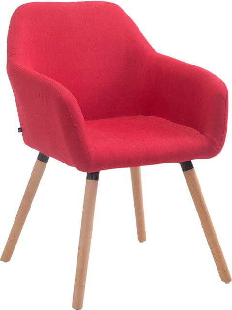 TPFLiving Besucherstuhl Achim mit Stoffbezug in Rot und Gestell aus Buche (Natura) B/T/H: 57,5 x 46,0 x 79,5 cm - Bild 1