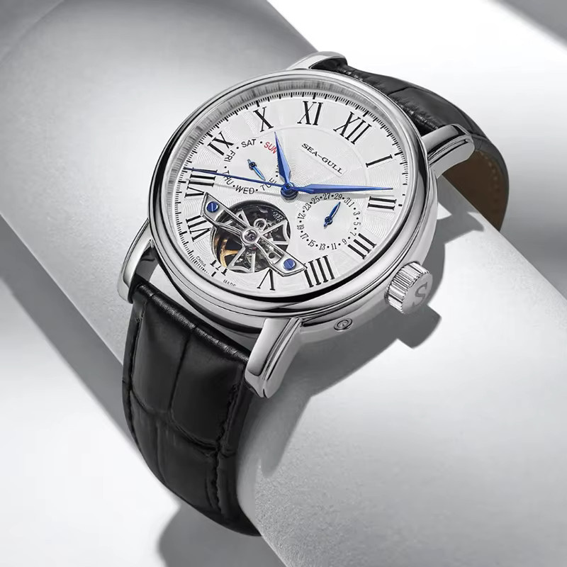SEAGULL Mechanische Uhr, Edelstahl, Silber, Weiß, Herren - Bild 4