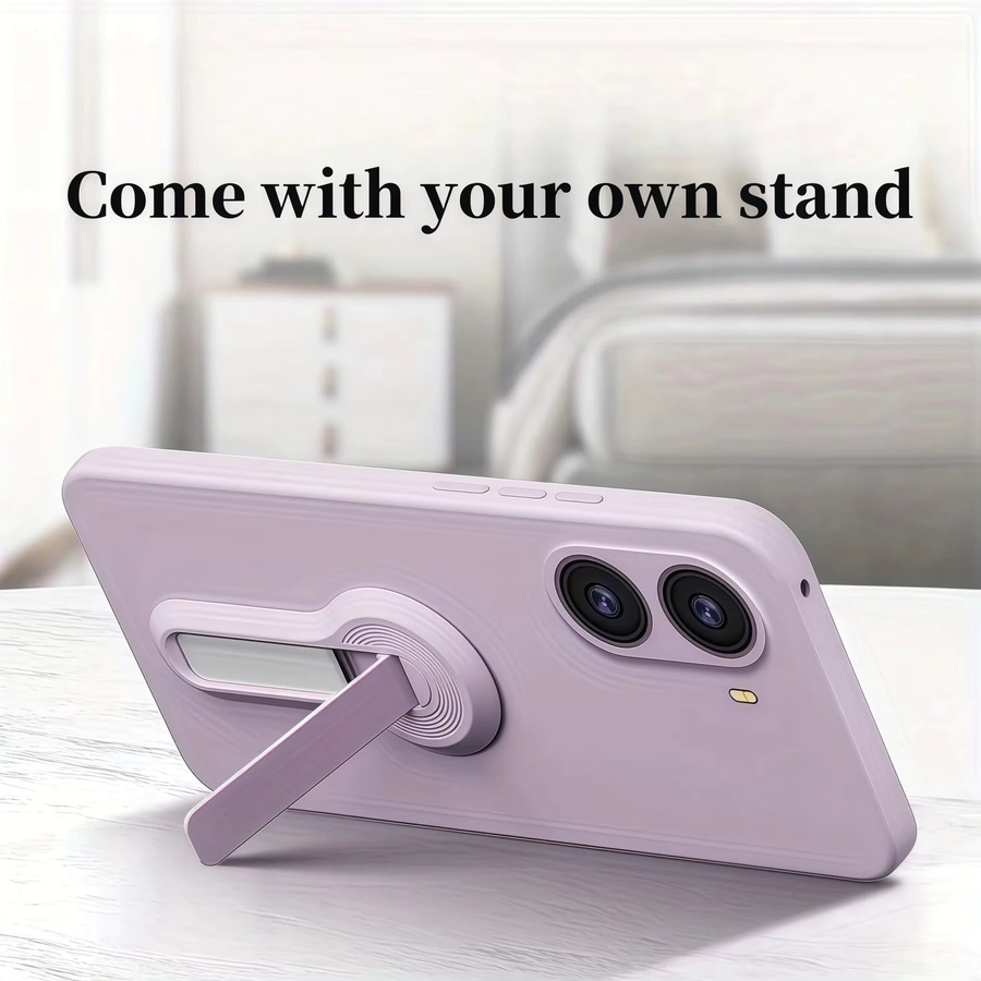 Stoßfeste Handyhülle aus Flüssigsilikon mit Standfunktion und Trageband für Xiaomi POCO X7 Pro, X7, X6 Pro und M6 Pro in Schwarz oder Lila - Bild 2