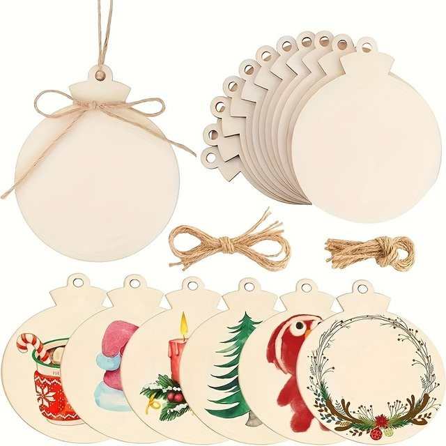 Runde Holzanhänger in Beige für DIY-Malerei und Weihnachtsdekoration - Bild 1