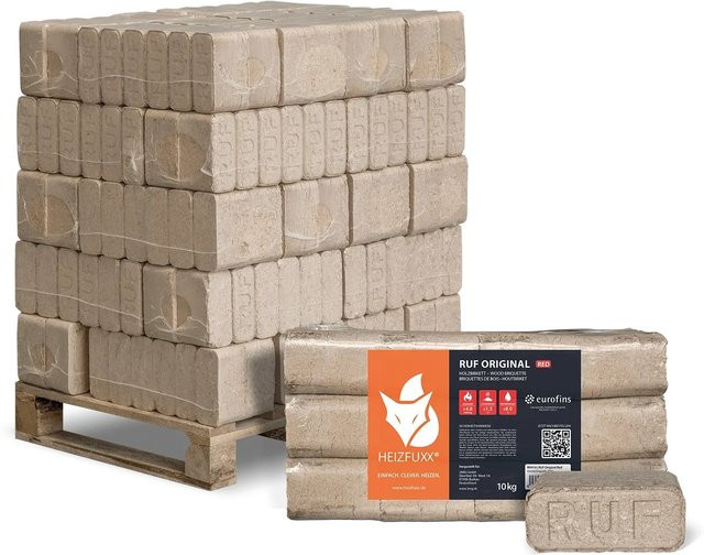 PALIGO RUF Original Red Holzbriketts aus Hartholz, Rot und Braun, 300 kg (30 x 10 kg) - Bild 1