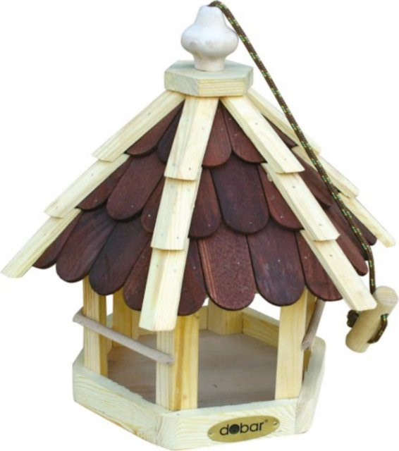 dobar Futterhaus für Wildvögel aus Kiefernholz mit lasierten Holzschindeln in Natur/Braun inkl. Kordel - Bild 1