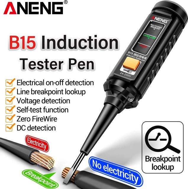ANENG B15 Multifunktions-Spannungsprüfer in Schwarz mit NCV-Induktion und Drahtbruchpunkt-Erkennung für AC 24V-250V - Bild 1