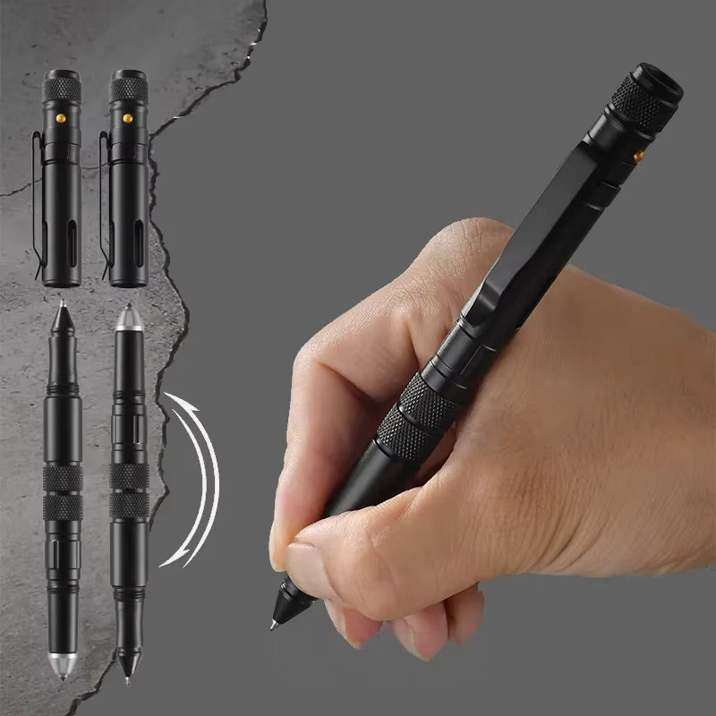 ELESESAFE 4-in-1 EDC Taktischer Stift mit Taschenlampe, Glasbrecher und Flaschenöffner in Schwarz oder Grau - Bild 3