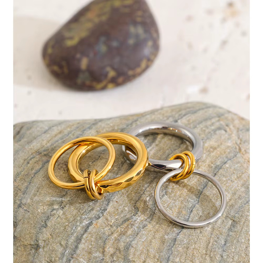 Yhpup Doppelkreis-Fingerring, Edelstahl, Unisex - Bild 1