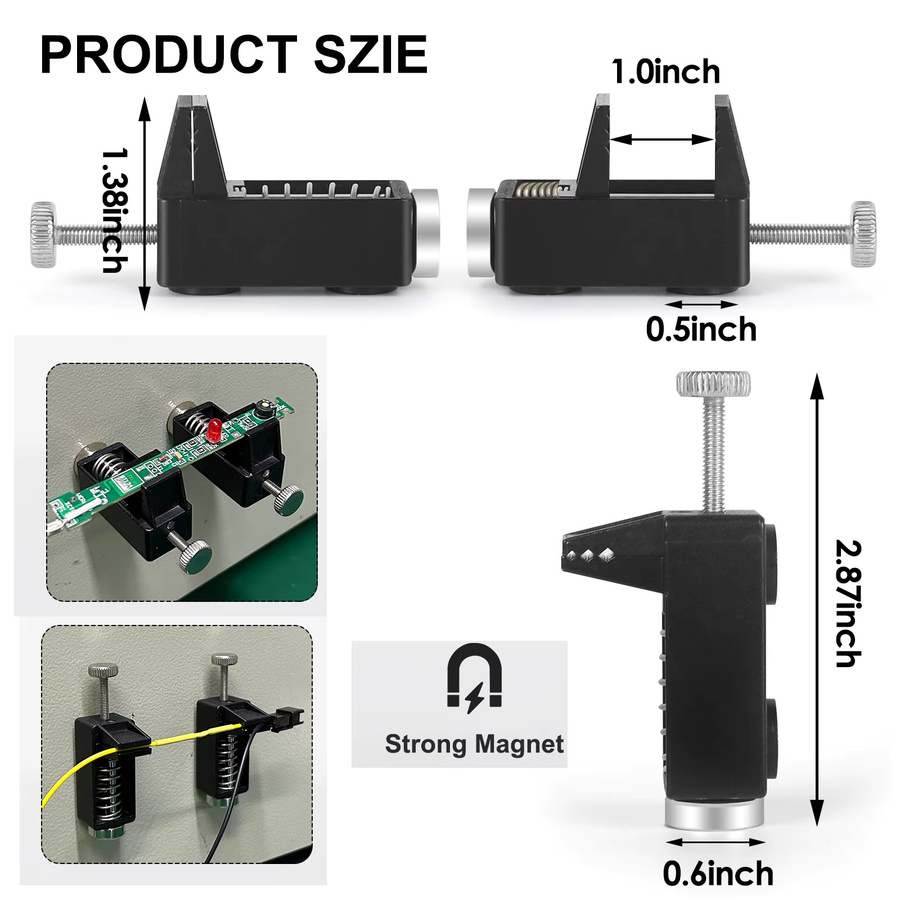 NEWACALOX Mini Magnetische Löthilfe mit LED-Leuchte für PCB und Platine, 2er-Set, Schwarz - Bild 4