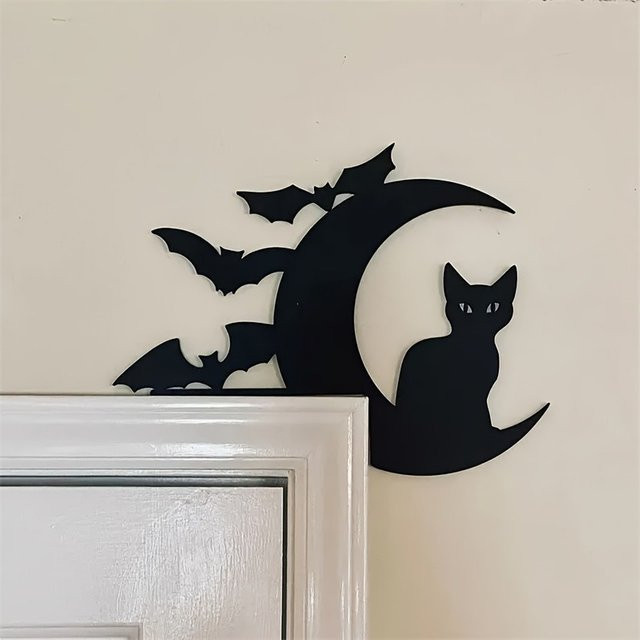CIFBUY Wandskulptur Türrahmen mit Tier-Silhouetten in Schwarz für Halloween und Weihnachten - Bild 1