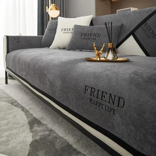 Luxuriöses Chenille Sofakissen in Grau, quadratischer Kissenbezug für dein Wohnzimmer, B/B: 45 x 45 cm - Bild 1