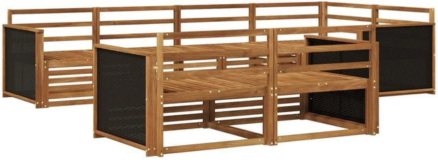 vidaXL Outdoor-Sofagarnitur aus Akazienholz in Braun, 7-teiliges L-Shape Set mit Polstern - Bild 1