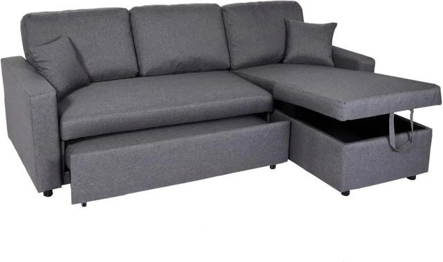 MCW Ecksofa in L-Form mit Bettkasten und Schlaffunktion, Farbe Grau, Breite: 228 cm - Bild 2