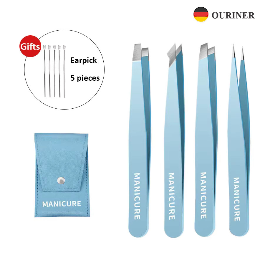 Ouriner Augenbrauenpinzette, schräg, Edelstahl, Sky blue, 2 Stück, Unisex - Bild 2