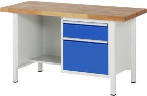 Rau Werkbank höhenverstellbar mit 2 Schubladen, B/T/H: 150 x 70 x 84-104 cm, Mehrfarbig - Bild 1
