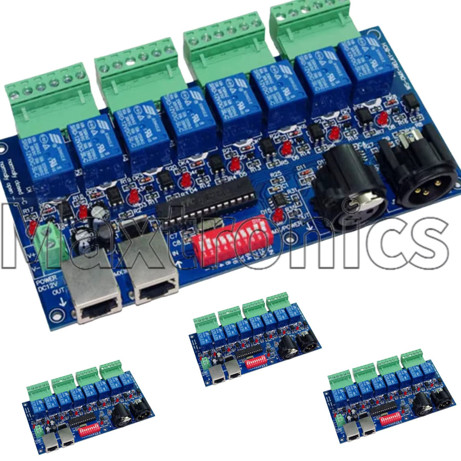 SAGE LU MEI 8 Kanal DMX512 Relais Schalter WS-DMX-RELAY-8CH mit 8 Weg Relais Steuerung für LED Lampen und Licht, Blau - Bild 5
