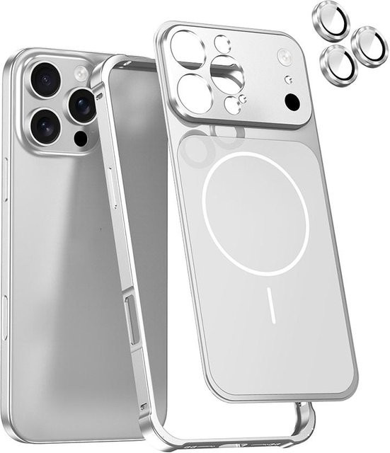 Magnetische Hülle mit Legierungsrahmen und Glaslinsenfolie für Apple iPhone 17 16 15 14 13 Pro Max, transparent - Bild 1