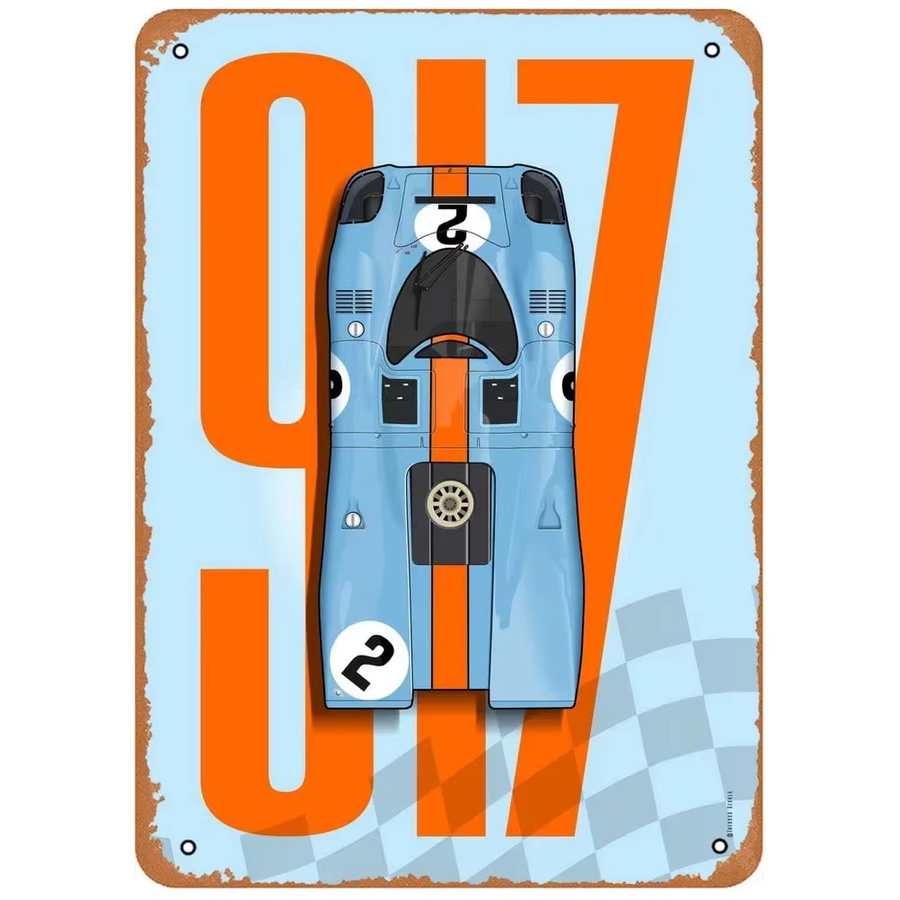 HELLOYOUNG Vintage Racing Auto Zinnschild Wanddeko aus Eisen in Multicolor - Bild 2