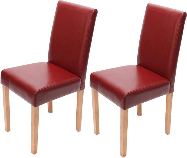 CHEFGASTRO Esszimmerstuhl 2er-Set aus Leder in Rot mit hellen Buchenholzbeinen, B/T/H: 43 x 56 x 90 cm, Sitzhöhe: 45 cm - Bild 1