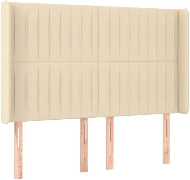 vidaXL Kopfteil mit Ohren in Creme, gepolstertes Stoff-Design, Breite: 147 cm, Tiefe: 16 cm, Höhe: 118 cm - Bild 1