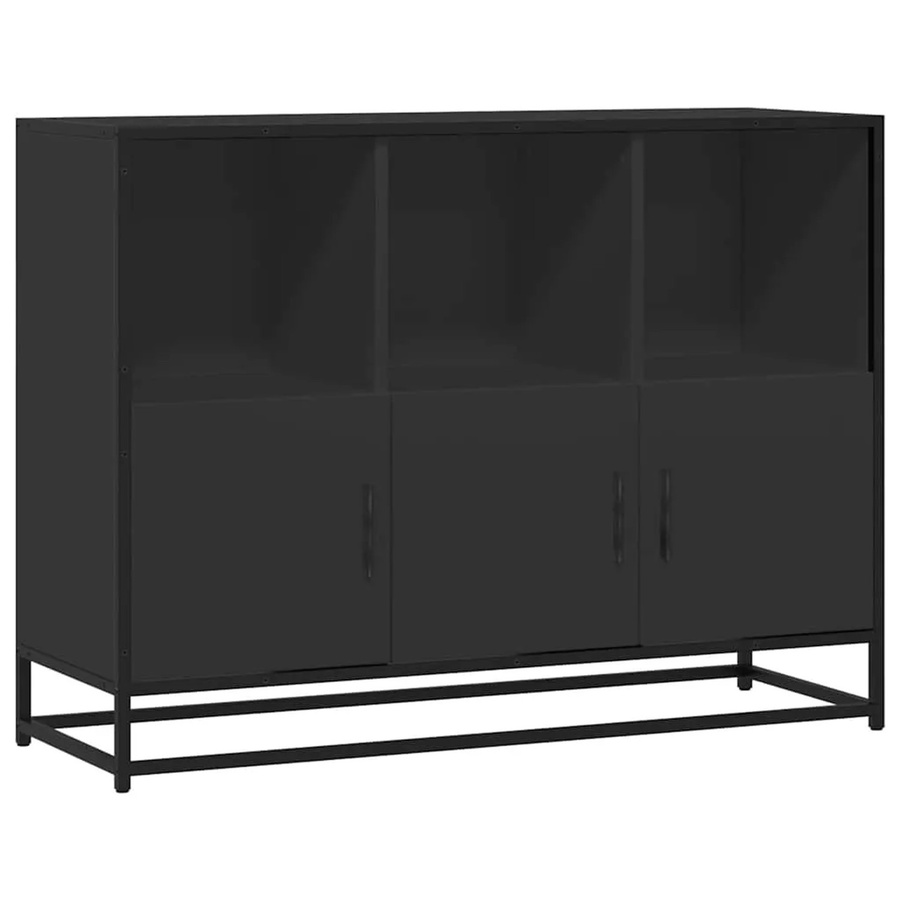 vidaXL Sideboard in Schwarz mit industrieller Note aus Holzwerkstoff und Metall, B/T/H: 100 x 35 x 76 cm - Bild 2