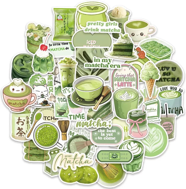 GOGOTU Matcha Dessert Cartoon Aufkleber, 50-teiliges Set - Bild 1