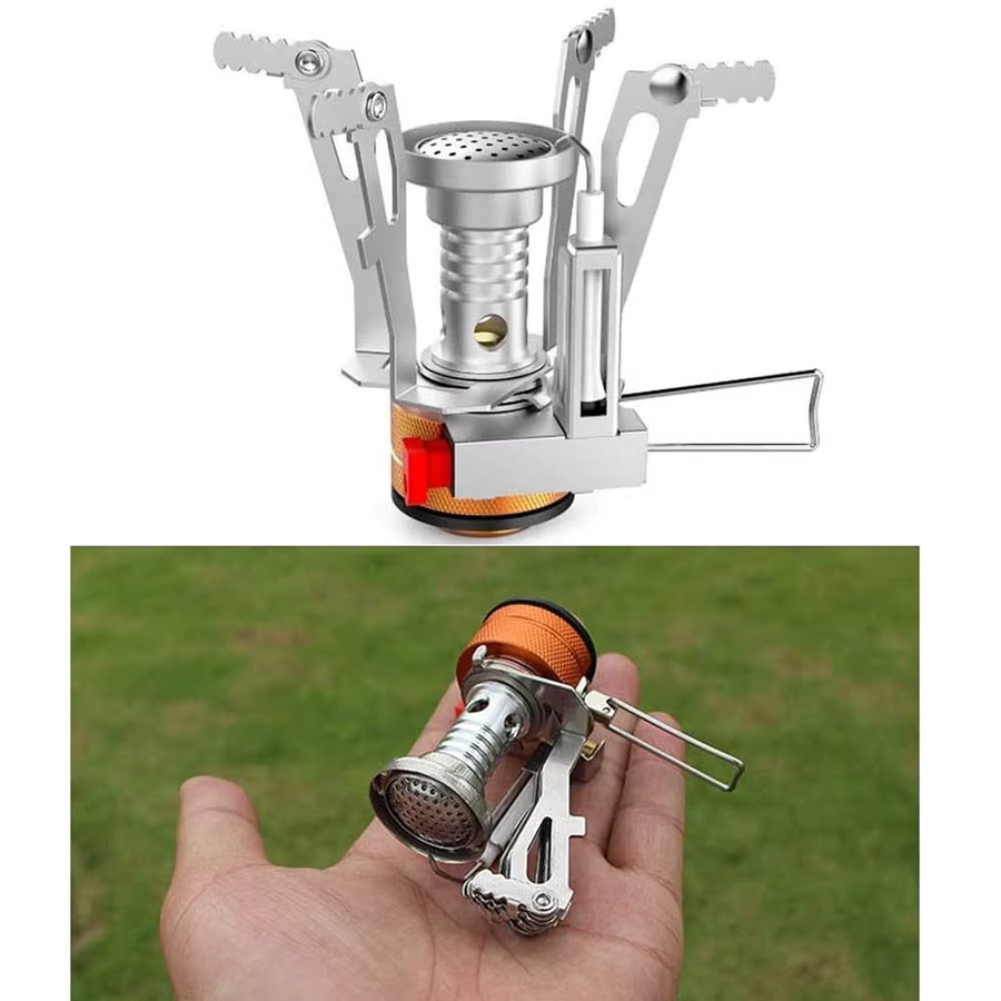 LISM Tragbarer Outdoor-Campingkocher mit Piezo-Zündung in Orange und Silber - Bild 4