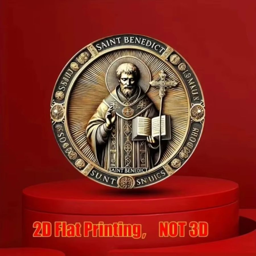 Saint Benedict Vintage runde Aluminium-Wandkunst von CIFBUY Durchmesser: 20 cm - Bild 2