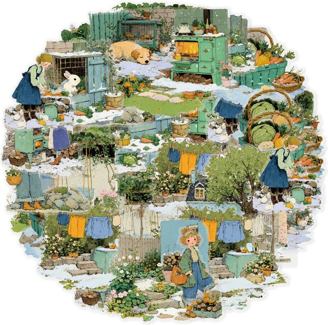 Etori Life Vintage Architektur Landschaft Aufkleber mit Farmhouse Courtyard Muster in Multicolour für Scrapbooking und Raumdekoration - Bild 1