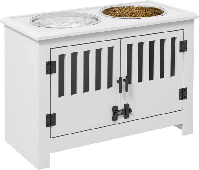 PawHut Futterstation für Hunde aus MDF und Metall in Weiß, B/T/H: 30 x 60 x 43 cm - Bild 1