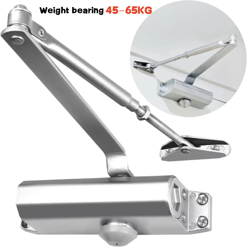 Automatischer hydraulischer Türschließer mit einstellbarer Geschwindigkeit und Türstopper in Silber - Bild 2