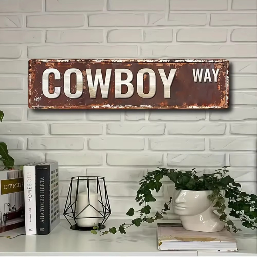HELLOYOUNG Cowboy-Wegeschild aus Aluminium im Vintage-Stil für die Wanddekoration im Innen- und Außenbereich - Bild 4