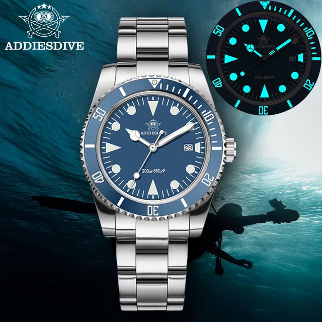 ADDIESDIVE Armbanduhr, Quarz, Edelstahl, 200 m wasserdicht, Herren - Bild 1