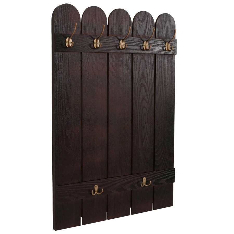 Wandgarderobe MCW N95 aus Paulownia-Holz mit 7 Haken in Braun, B/H: 86 x 60 cm - Bild 2