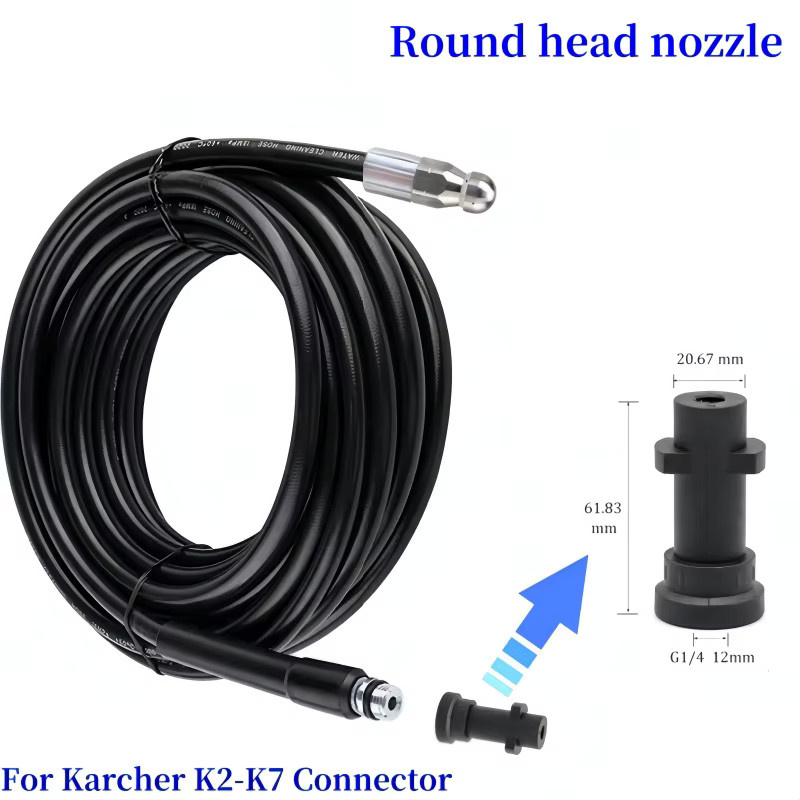 MUZHAN Hochdruck-Reinigungsschlauch für Kanalisation und Rohrreinigung, kompatibel mit Karcher K2 K3 K4 K5 K6 K7, Farbe: Schwarz - Bild 2