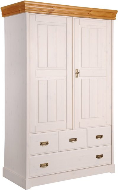 Wäscheschrank Skagen aus massiver Kiefer in Weiß im Landhausstil - Bild 1