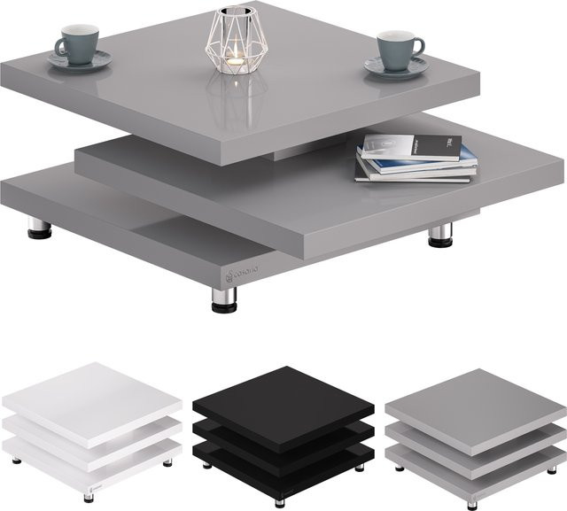 CASARIA Couchtisch New York Grau mit drehbarer Tischplatte B/T/H: 72 x 72 x 72 cm - Bild 1