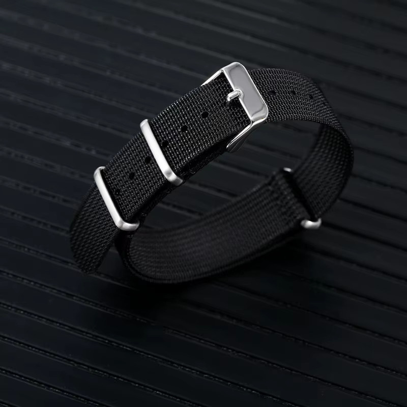 ADDIESDIVE Uhrenarmband, Nylon, Edelstahl, 20 mm, Herren, Schwarz, Grau - Bild 2