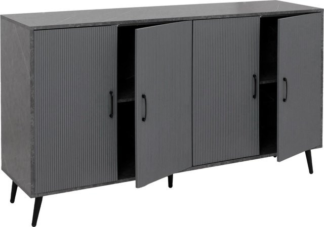 MCW Sideboard N89 in Marmor-Optik Grau mit 3D-Design aus Melamin Holz, B/H/T: 150 x 88 x 40 cm - Bild 2