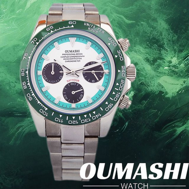 OUMASHI Chronograph, Quarz, Edelstahl, Saphirglas, Klettverschluss, Herren - Bild 1