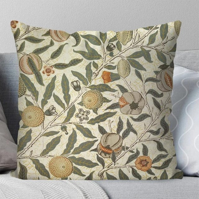JMG Clothing Vintage Blumenkissenbezug im William Morris Stil mit botanischem Art Nouveau Design, Farbe: Grün, B/T: 40 x 40 cm und 60 x 60 cm - Bild 1