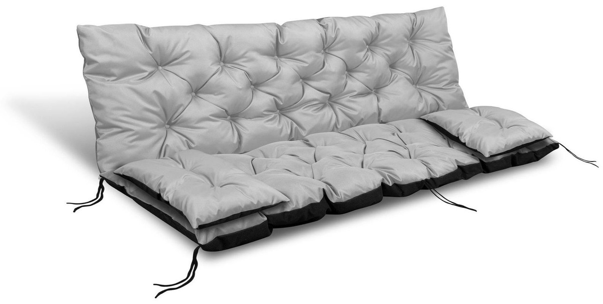 Wasserdichtes Gartenkissen Set von AIOFACTORY OGROD in Schwarz mit Bindeschnüren und kleinen Kissen, B/T/H: 150 x 60 x 50 cm - Bild 3