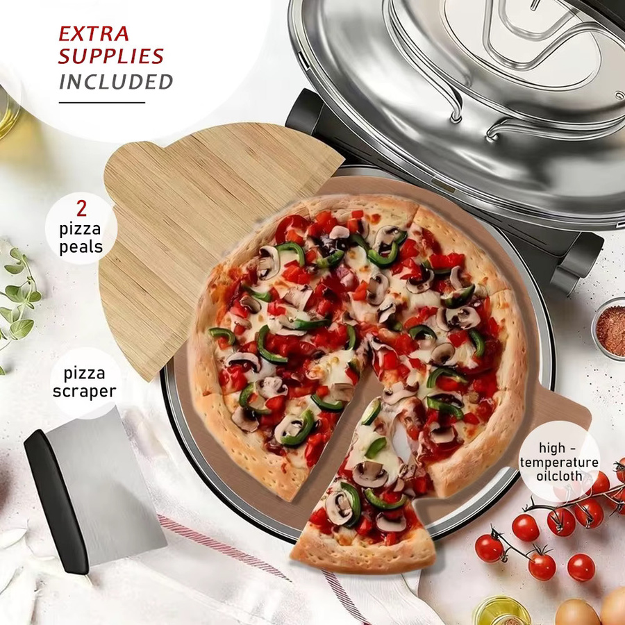 YIBAKE Elektrischer Pizzaofen 12 Zoll in Schwarz mit 1200 Watt und Keramikstein-Heizplatte für bis zu 420 Grad Celsius - Bild 6