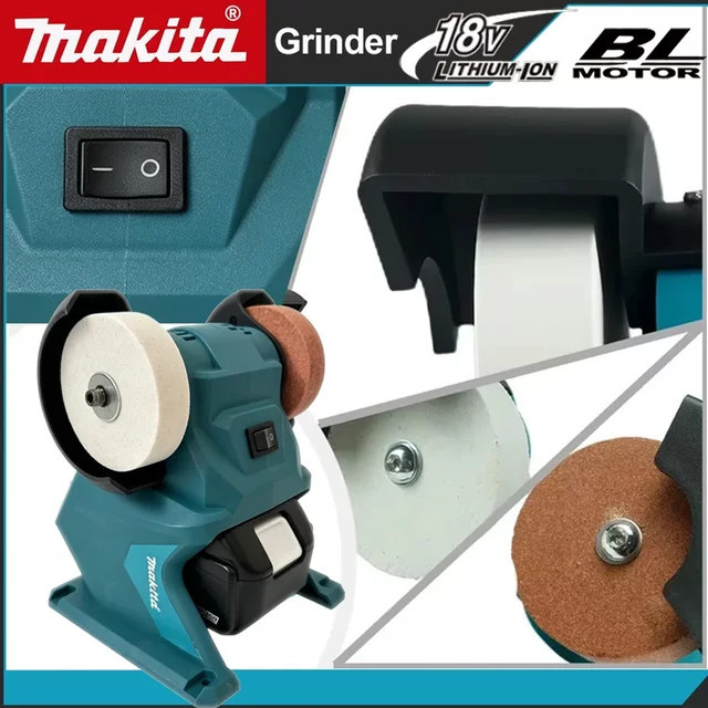 Makita Akku-Tischschleifer mit Doppelschleifscheibe für Metall und Stein, tragbares Schleifwerkzeug kompatibel mit 18V Akku - Bild 1
