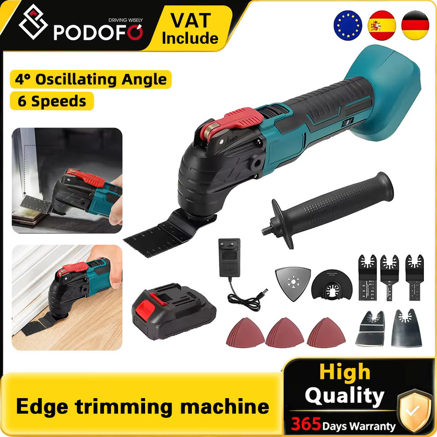 Podofo Kabelloses Oszillierendes Multifunktionswerkzeug mit 20000 U/min, Bürstloser Multitool mit 6 Geschwindigkeiten und 4 Grad Schwingung, kompatibel mit Makita 18V Akku zum Schneiden, Schleifen, Schärfen und Schaben - Bild 2
