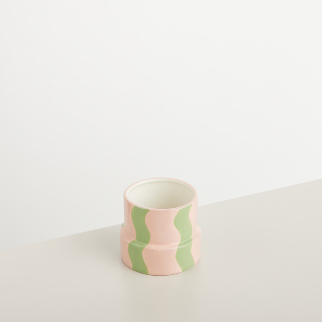 Keramik Übertopf BLUME2000 Tabletop in Pink und Grün mit modernem Design, Höhe: 17 cm - Bild 1