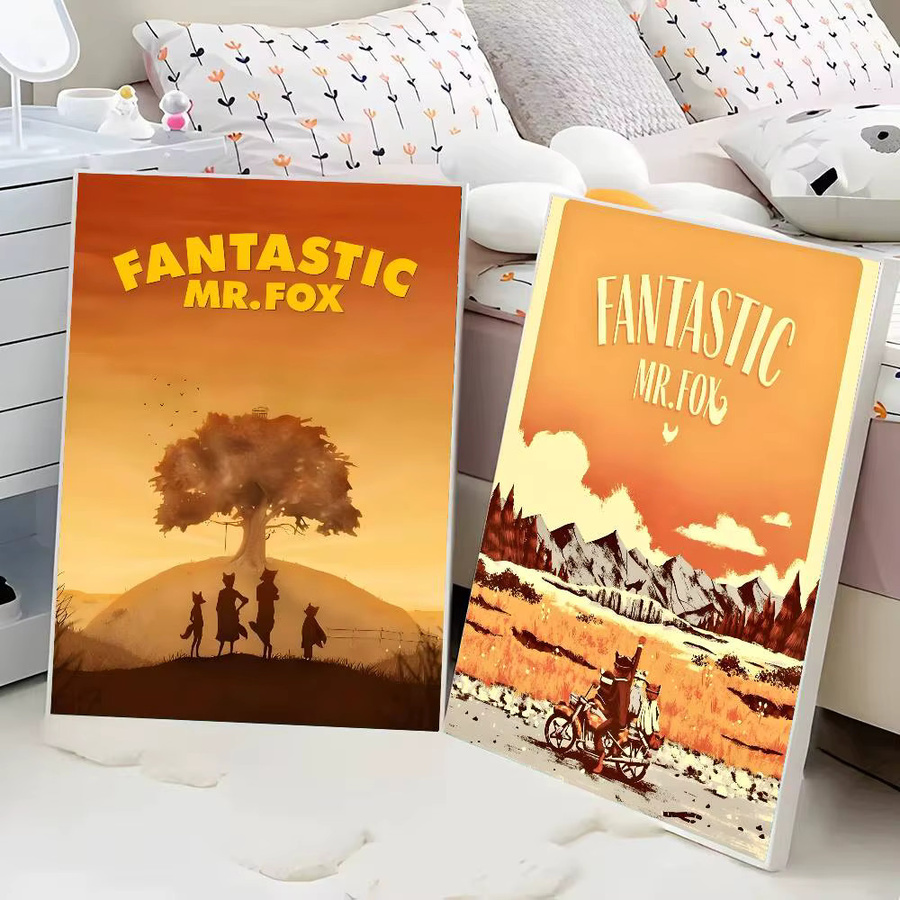 Vintage Anime-Film-Poster The Fantastic Mr. Fox als Wandkunst aus Papier, B/H: 15 x 15 cm - Bild 3
