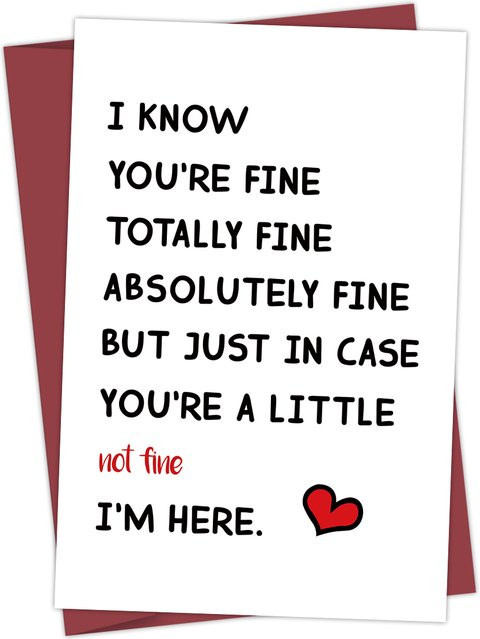 Ermutungskarte You'Re Total Fine I'M Here For You in Weiß aus Papier - Bild 1