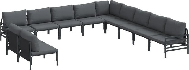 vidaXL Garten-Sofa-Set 11-teilig aus Stahl in Anthrazit mit Polstern und wetterfestem Metallrahmen - Bild 1