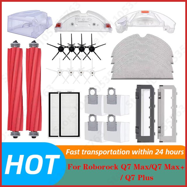 Roborock Ersatzteil-Set für Q7 Max, Q7 Max+, Q7 Plus und T8 mit HEPA-Filter, Hauptbürste, Seitenbürste, Wischtuch und Staubaufnahmebürste - Bild 1