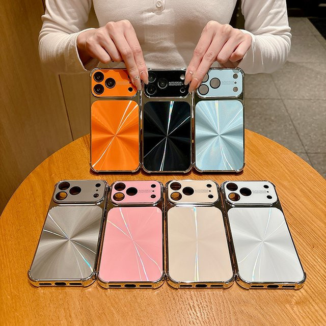 Glänzende iPhone Handyhülle mit CD-Muster und Linsenschutz in Blau für iPhone 11 bis iPhone 17 Pro Max - Bild 1