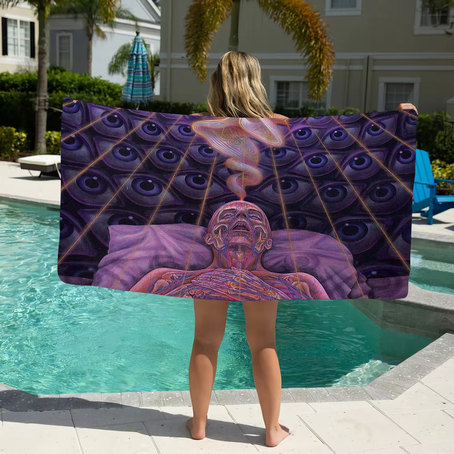 Art Alex Grey Trippy Psychedelic Handtuch, saugfähiges und schnell trocknendes Strandtuch für Damen und Herren - Bild 4