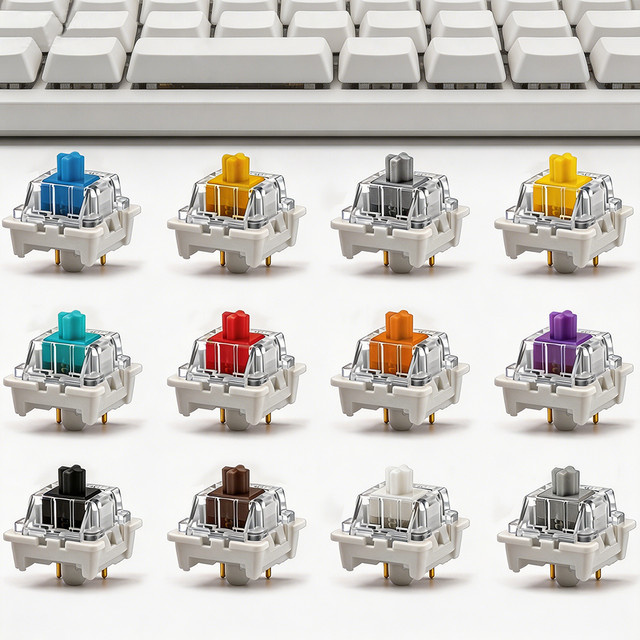 110 Stück Outemu mechanische Tastaturschalter, 3-polig, Blue Switch, RGB-LED kompatibel, SMD für Gaming-Tastaturen - Bild 1